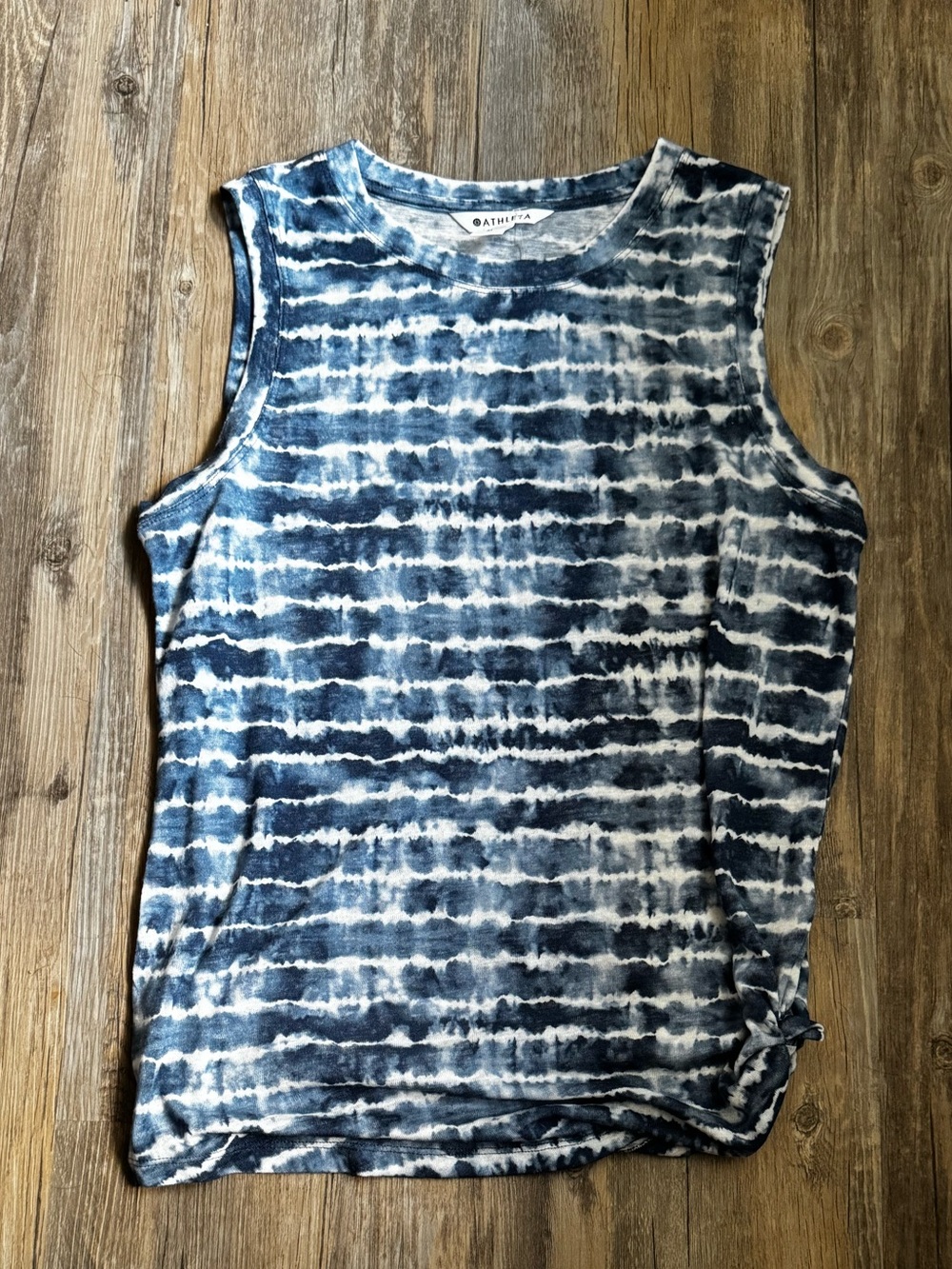 Athleta Breezy Tank in the Tie Dye Stripe Navy colorway